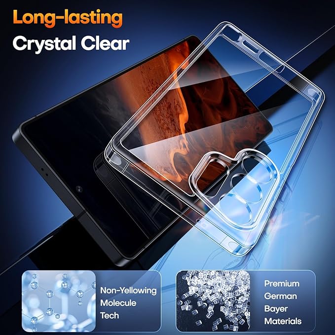 Husa Transparenta 3 in 1 pentru Samsung Galaxy S25 Ultra, cu 2 Folii din Sticla Securizata, Anti-Soc, Anti-Ingalbenire