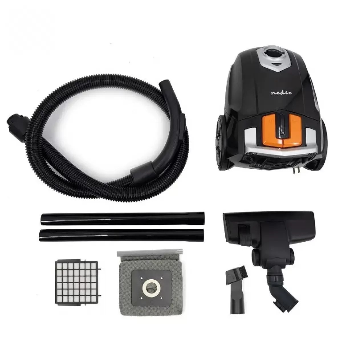 Aspirator cu Sac Nedis VCBG100BKG Capacitate Colectare Praf 2L Filtru HEPA 700W Negru/Portocaliu