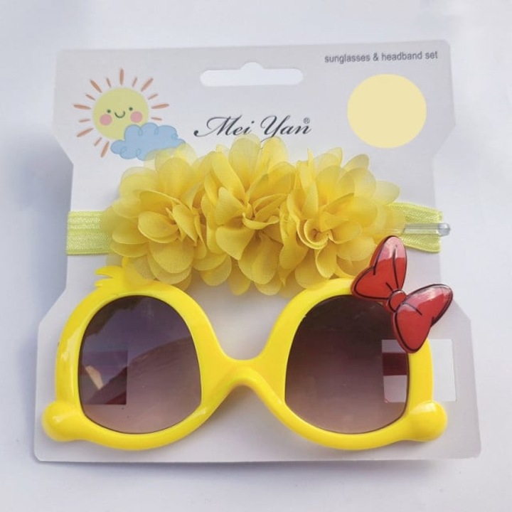 Superbaby fejpánt és napszemüveg szett, modell AL 17422 Little Daisy, lányoknak, sárga, Sárga