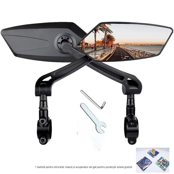 Oglinda retrovizoare pentru bicicleta, oglinda retrovizoare, oglinda retrovizoare rotativa la 360° pentru bicicleta, oglinda retrovizoare reglabila, potrivita pentru trotinete electrice, motociclete
