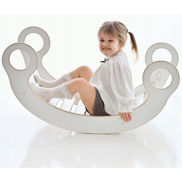 Balansoar copii, GUGI, Tip Montessori, Lemn, Alb
