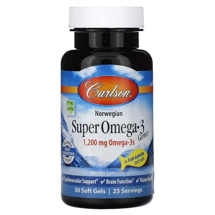Carlson, Omega-3, 1200 mg, 50 capsule moi