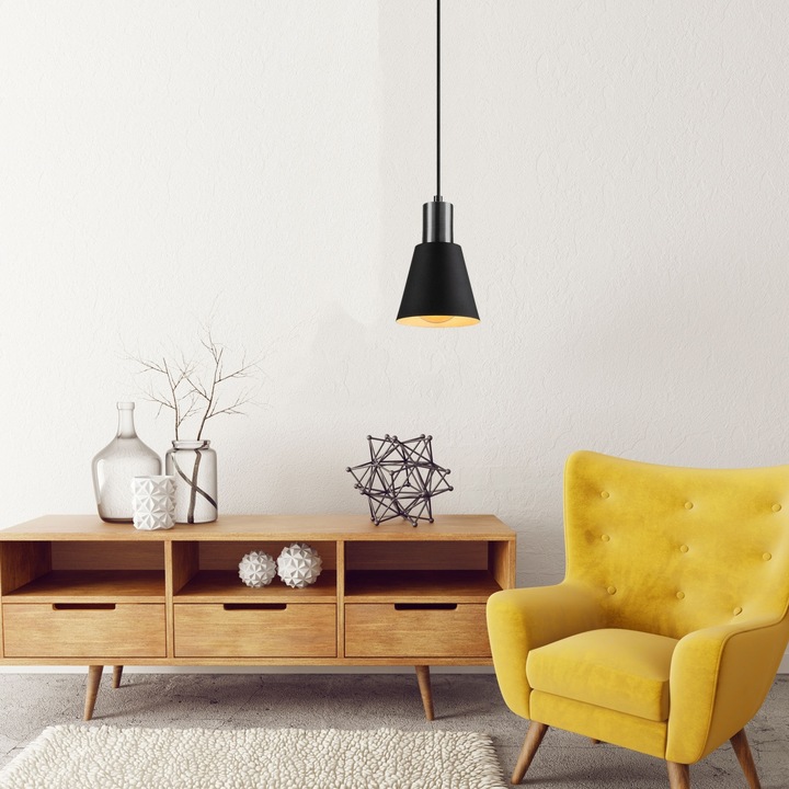 Lustra Evo Light V1209 E27, Argintiu, Negru