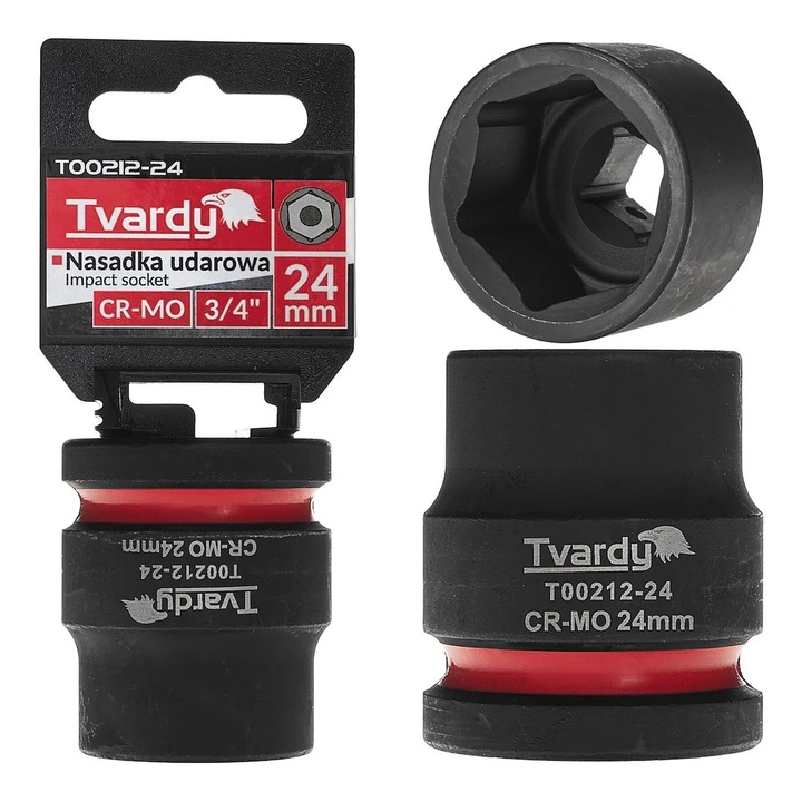 Cheie tubulara de impact in 6 puncte, 3 / 4", 24 mm, Tvardy T00212-24