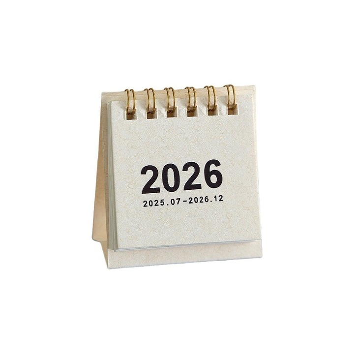 Calendar de birou mini, alb, 6.5x3.5x7cm, design din hartie