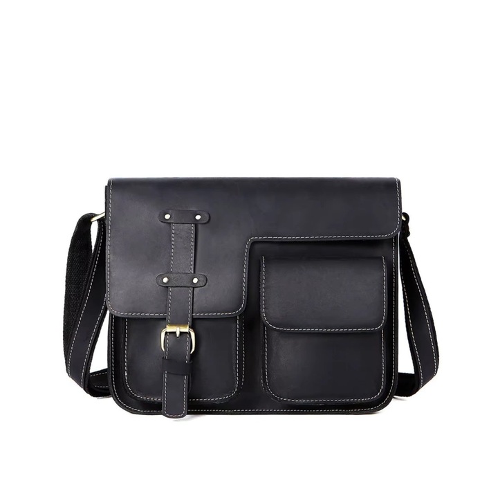 Férfi aktatáska, Dastan GT3269, valódi bőr, fekete