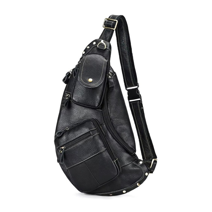 Férfi táska, Thorian GT3307, valódi bőr, fekete