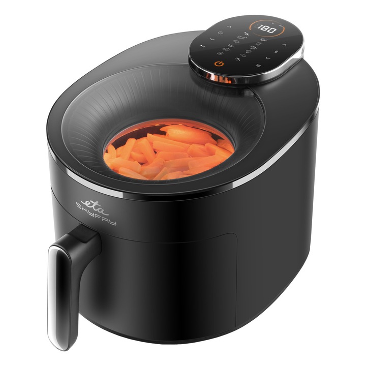 Friteuza cu aer cald ETA SkyFry 5168 90000, 5 litri, 1500 W, 12 programe, control tactil, negru