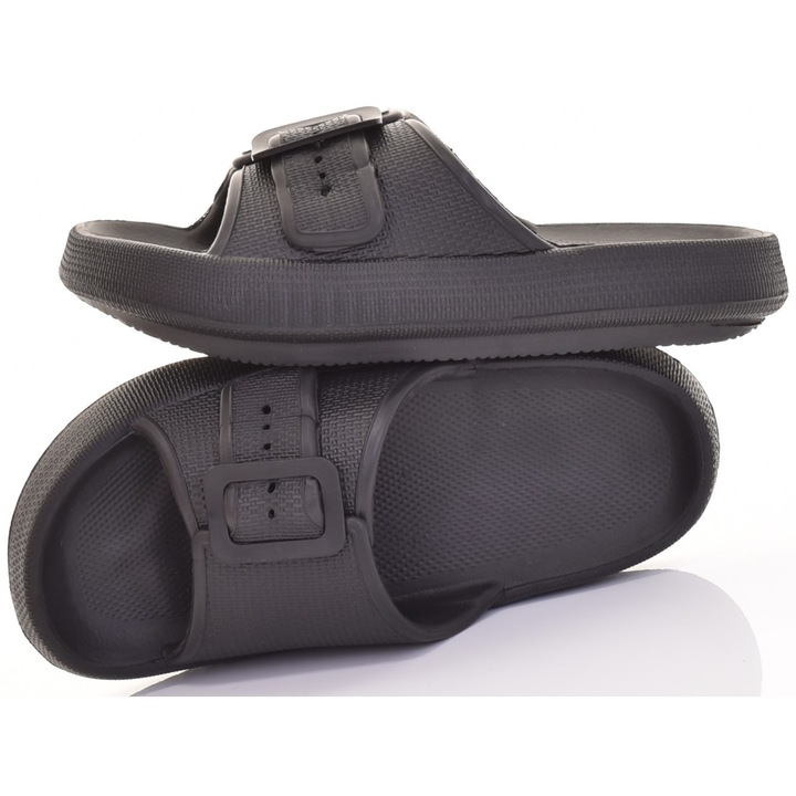 Slapi Martinus cu platforma din spuma, ajustabili, negri, sintetici