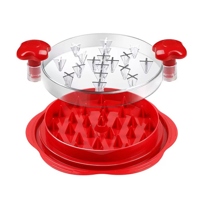 Машина за мелене на месо, WANDAVICTA®, ергономичен дизайн, прозрачен капак, противоплъзгаща, 25x8 см, червена