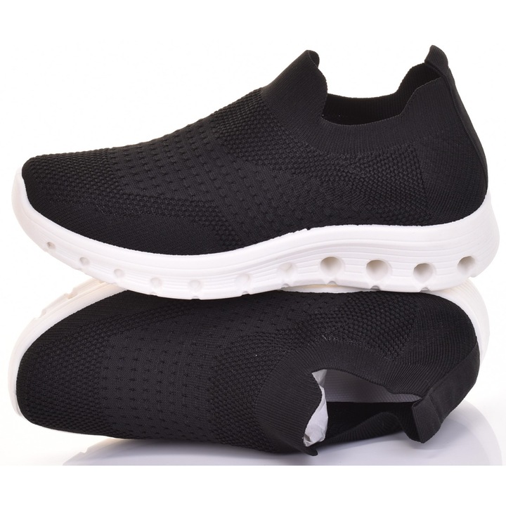 Tenisi dama Martinus, slip-on, material textil respirabil, negru, confortabili, usori