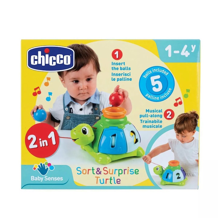 Играчка за сортиране Chicco 2 в 1, Костенурка