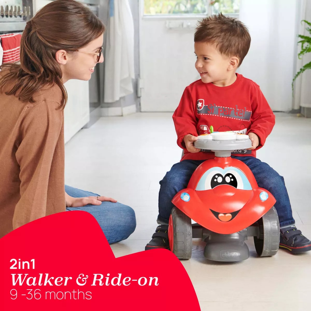 Masinuta Ride-on 2 in 1 Chicco, Billy Walk, Rosu, 12-36 luni+