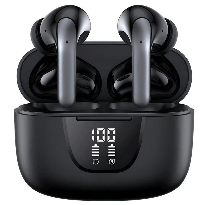 Vezeték nélküli fülhallgató, EqiEch, in-ear, vízálló, fekete