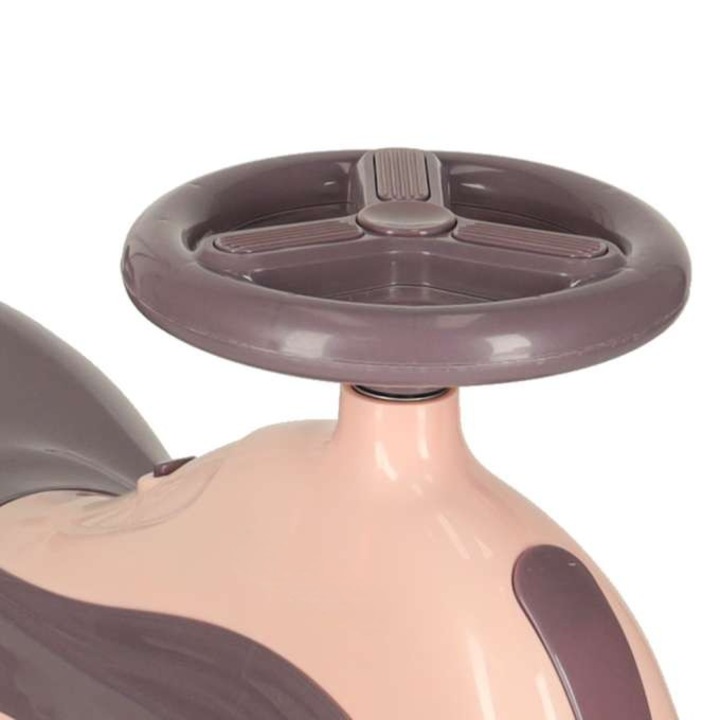 Masinuta gravitationala pentru copii, Zola, Swing car, efecte sonore si luminoase, maner ghidare, greutate maxima suportata 100 Kg, 74 x 31.5 x 90 cm, roz/mov