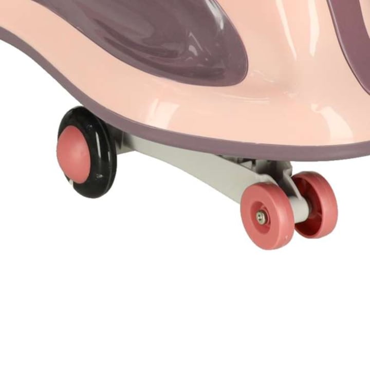 Masinuta gravitationala pentru copii, Zola, Swing car, efecte sonore si luminoase, maner ghidare, greutate maxima suportata 100 Kg, 74 x 31.5 x 90 cm, roz/mov