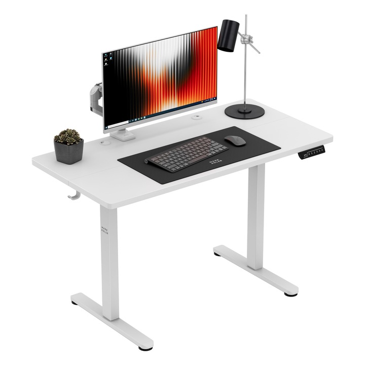 Електрическо бюро Mark Adler Leader 6.9, плот 120x60 см, регулиране на височината 72-118 см, товароносимост 50 кг, бял