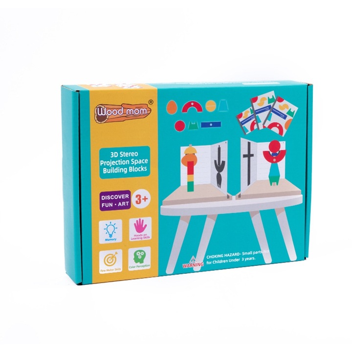 Set de blocuri din lemn pentru copii, Kidsbele, 20x6x27cm, multicolor, 2-6 ani