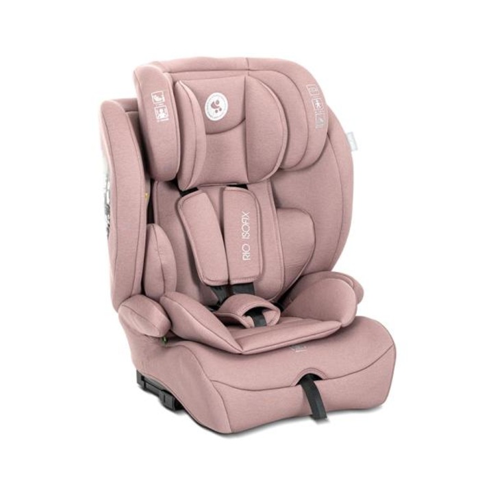 Scaun auto pentru copii, Lorelli, Rio, Isofix, i-Size, 76-150 cm, 15 Luni-12 Ani, tetiera reglabila prin mecanism, Pink