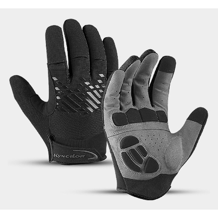 Велосипедни ръкавици, защита на дланите, дишащ материал, противоплъзгащи, абсорбиращи потта за колоездене, къмпинг, туризъм, мотоциклети, алпинизъм, Vilico, микрофибър/полиестер, черни, средни