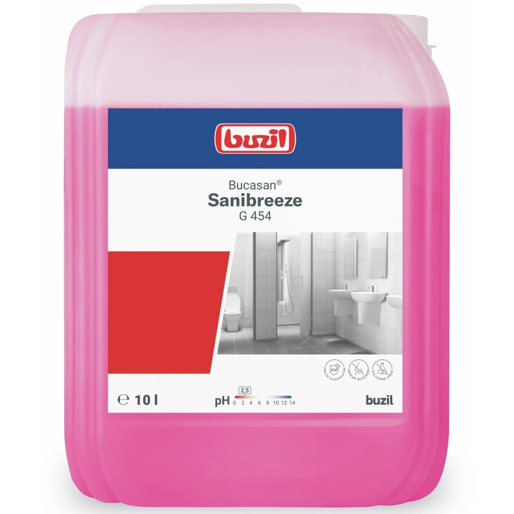 Detergent spatii sanitare pe baza de acid Bucasan Sanibreeze G454, 10 L Buzil