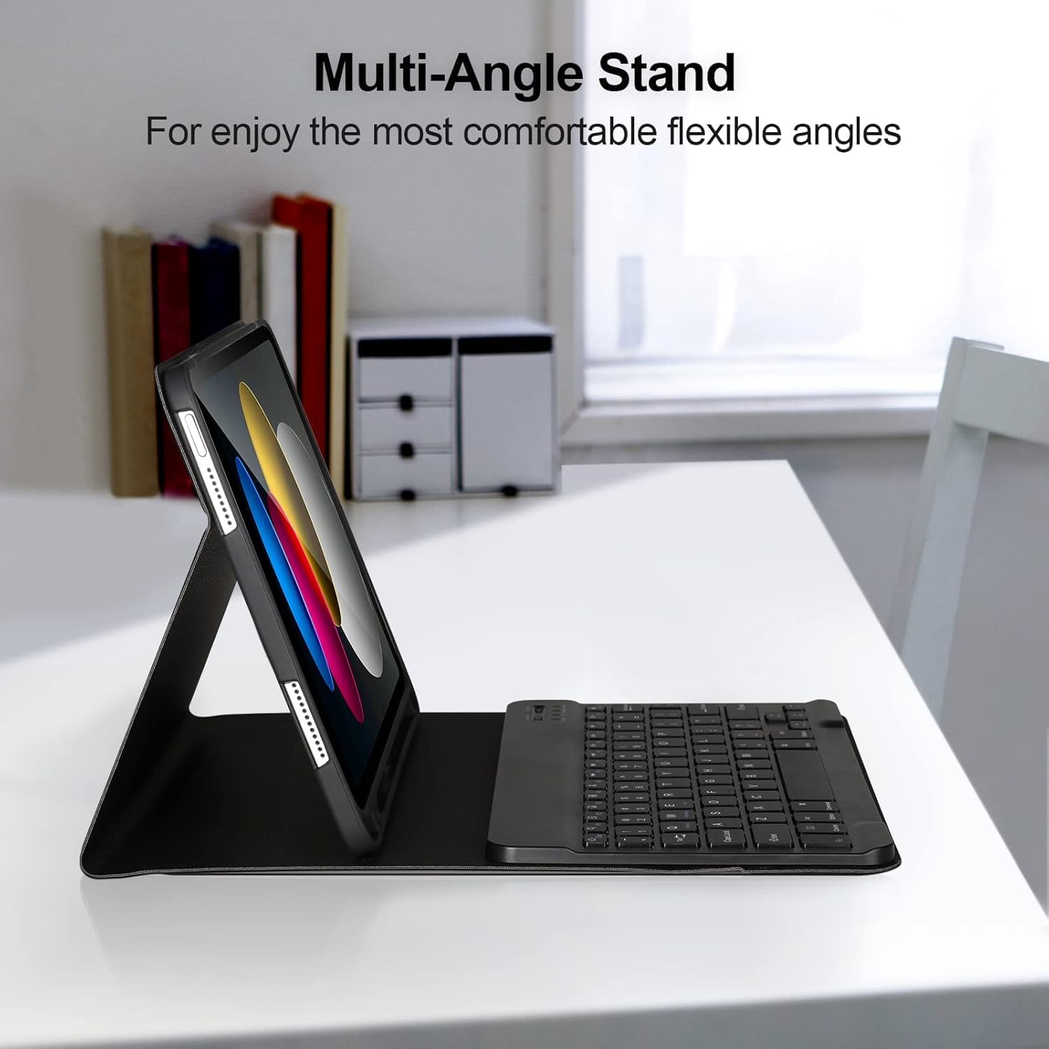 Husa cu tastatura wireless pentru tableta, compatibil cu iPad 11 (A16) 2025/10 2022, Tastatura magnetica detasabila, suport pentru creion, negru