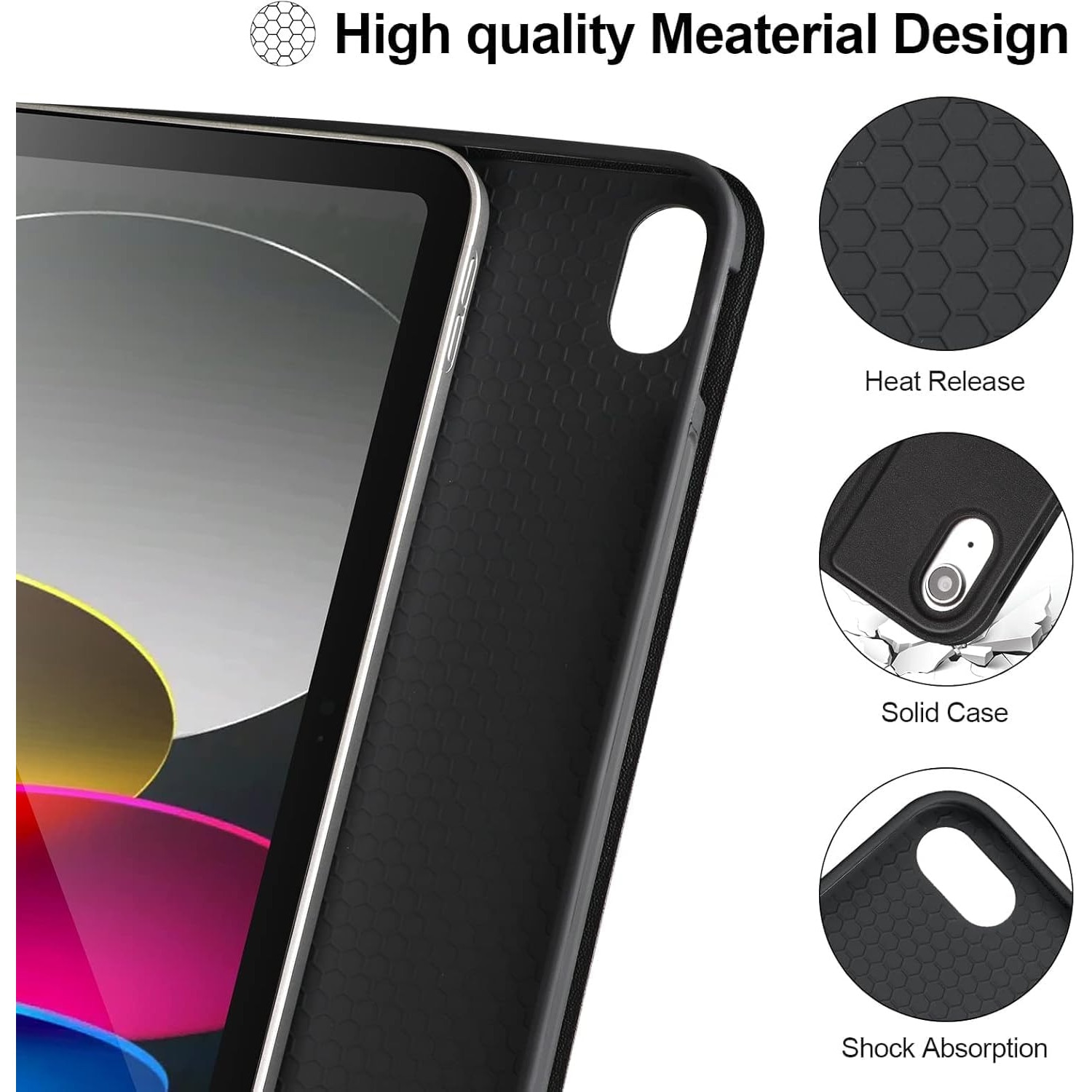 Husa cu tastatura wireless pentru tableta, compatibil cu iPad 11 (A16) 2025/10 2022, Tastatura magnetica detasabila, suport pentru creion, negru