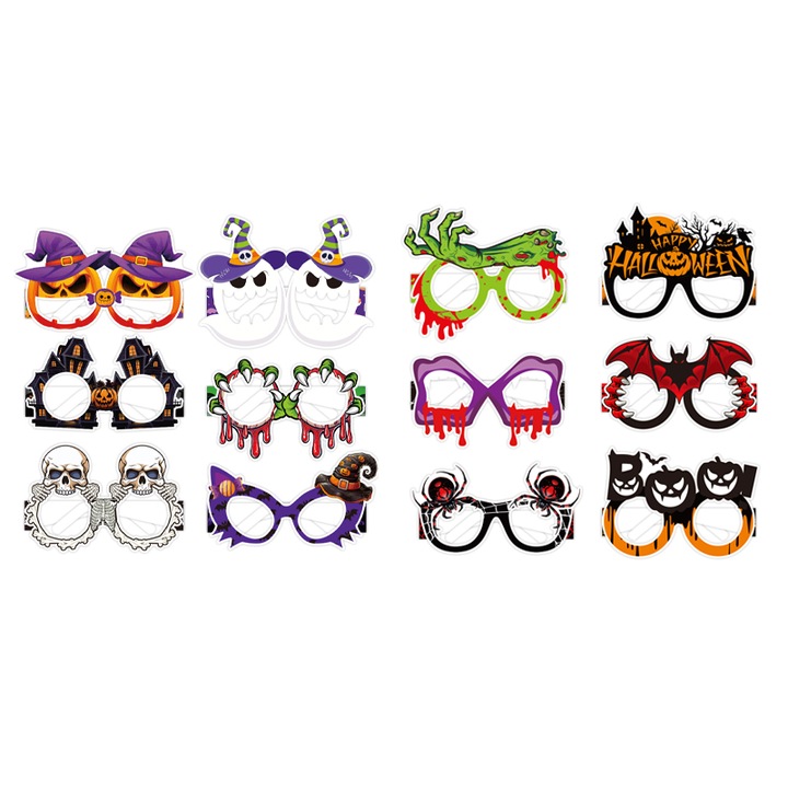 Комплект 12 маски за Хелоуин, Rqiurpn, Многоцветен