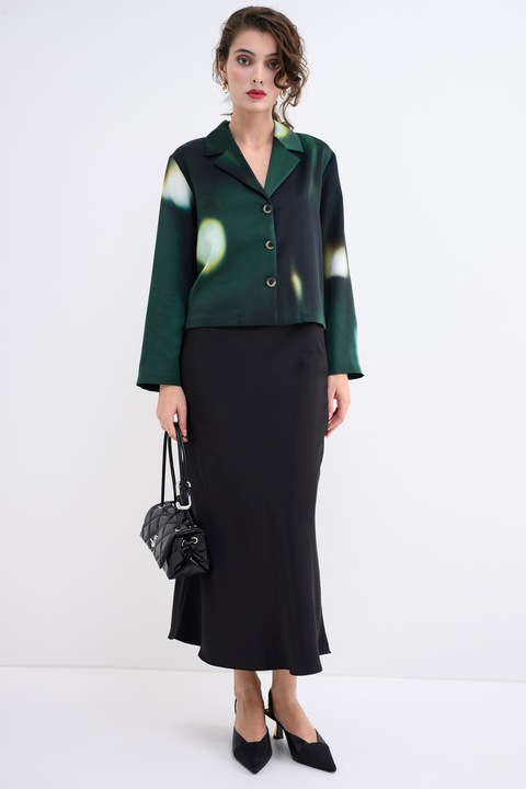 Max&Co, Десенирано сако с дълги ръкави, Зелен/Тъмносин