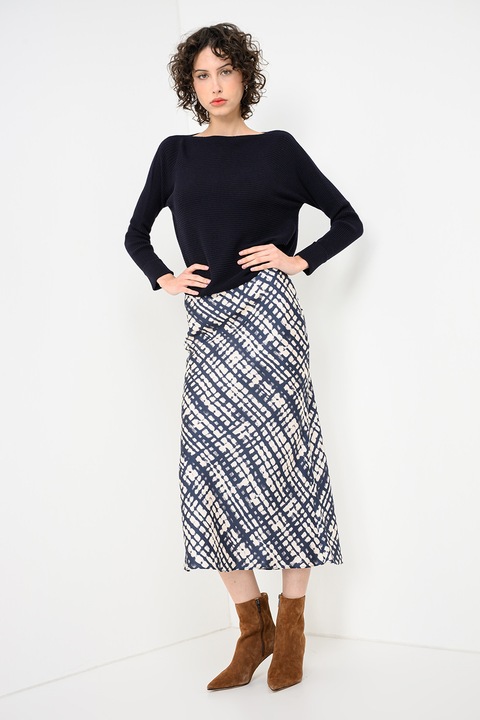 Max&Co, Копринена пола Elio с десен, Слонова кост/Тъмносин