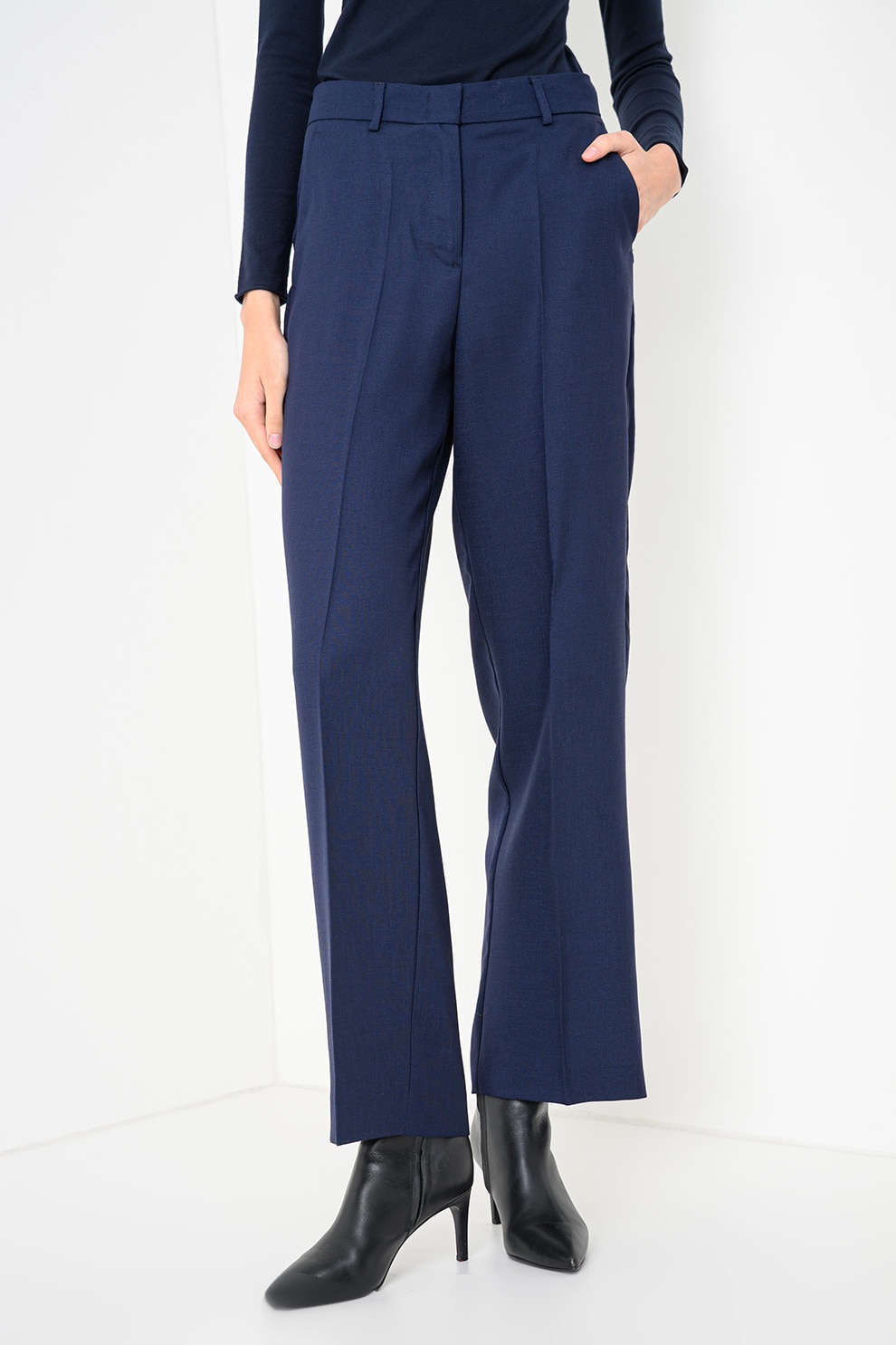 Max&Co, Pantaloni eleganti din amestec de lana cu croiala dreapta Elide, Albastru ultramarin, 38
