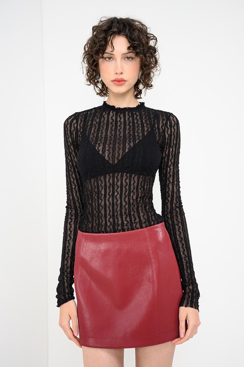 Max&Co, Bluza cu aspect semitransparent Iside, Negru/Transparent