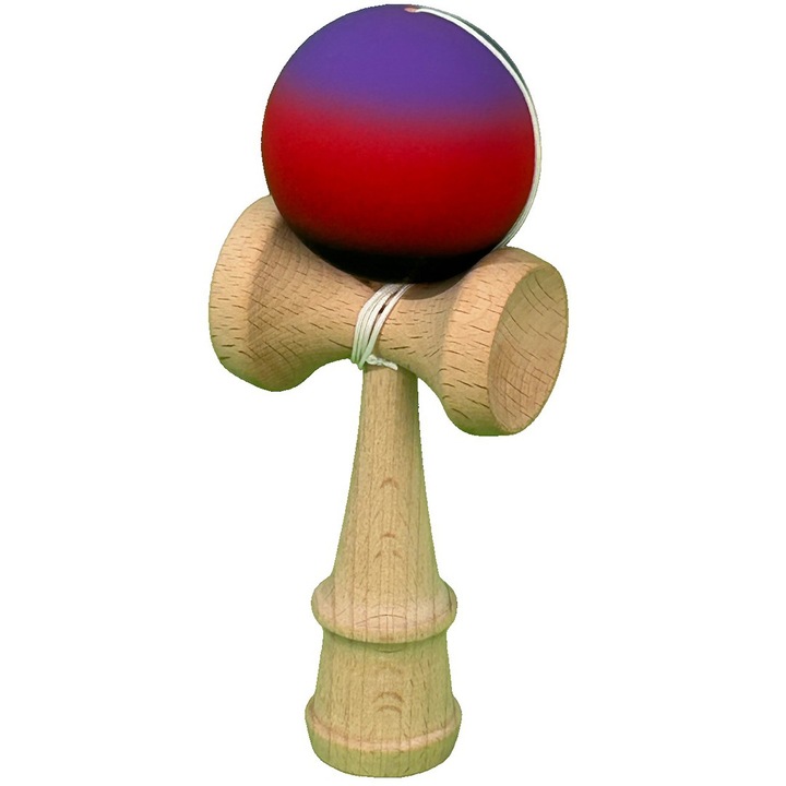 Професионална Кендама, Дървена, 18 см, Игра на умения за деца и възрастни, Градиентен модел, Кралско лилаво