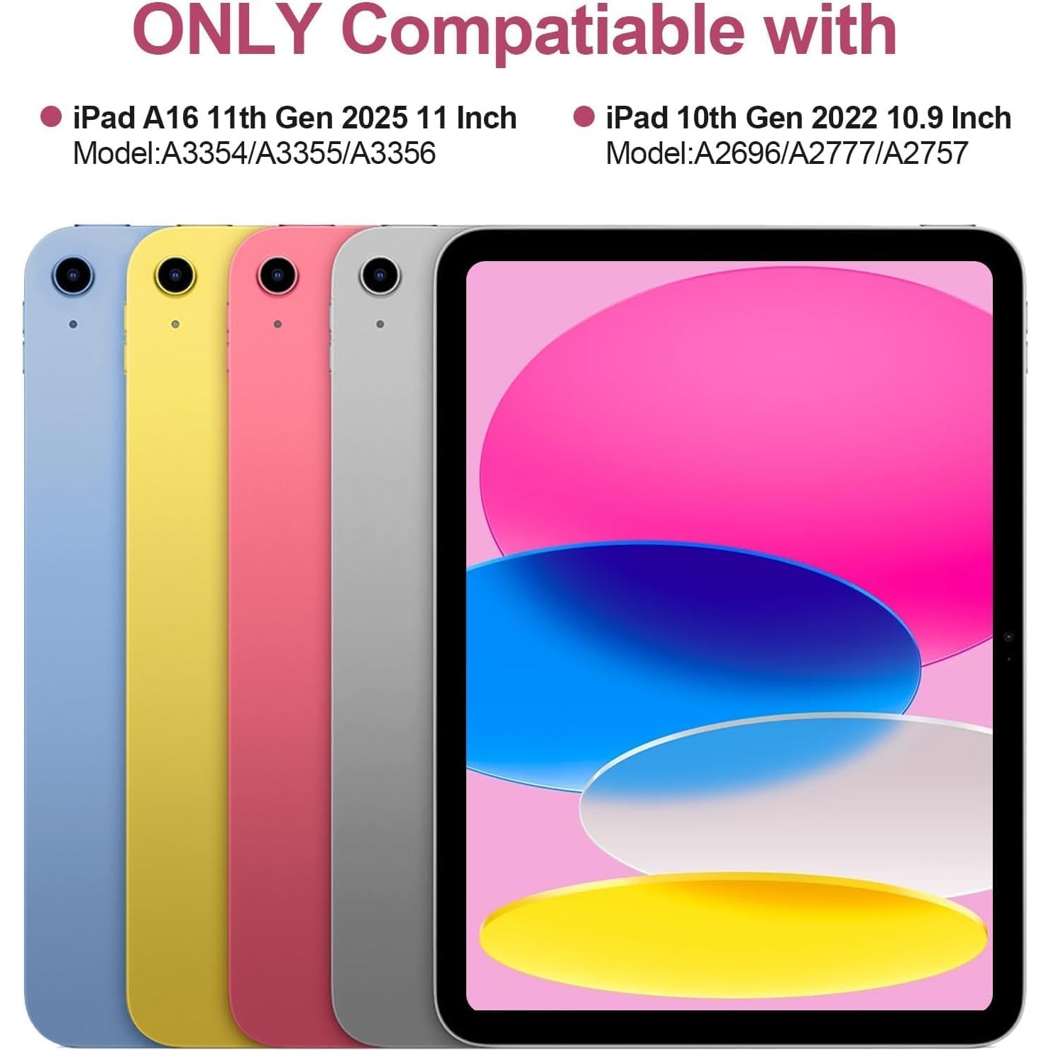 Husa cu tastatura pentru iPad Apple, compatibil cu tableta iPad 10th Gen 2022, iPad 11th Gen (A16) 2025, 10.9", tastatura wireless, Bluetooth 5.3, USB-C, suport stylus pen, violet