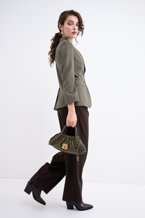 Marella, Sacou din amestec de lana cu aplicatii decorative, Negru/Gri inchis