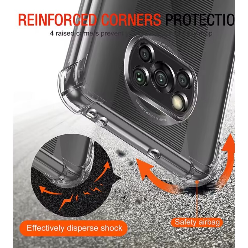 Husa protectie Mat-Tech compatibila cu Xiaomi Poco X3 / X3 NFC / X3 Pro, Protectie Camera, Colturi anti-soc, Decupaje Precise, Rezistenta la impact, Transparenta