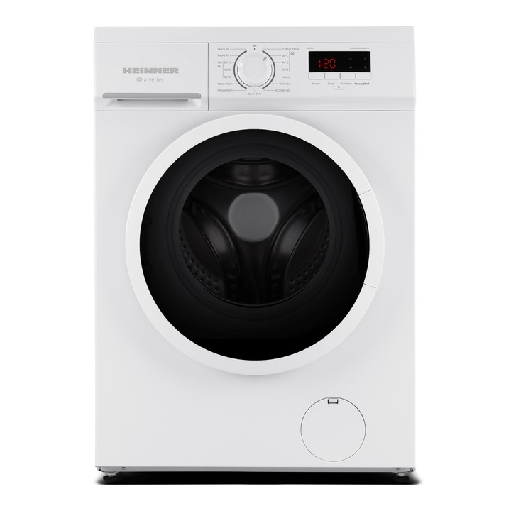 Heinner HWM-M8014SMA+++ vékony mosógép, 8kg, 1400 rpm, Inverter motor, Digitális kijelző, Gyerekzár, 90°C Hygiene Program, A energiaosztály, Fehér