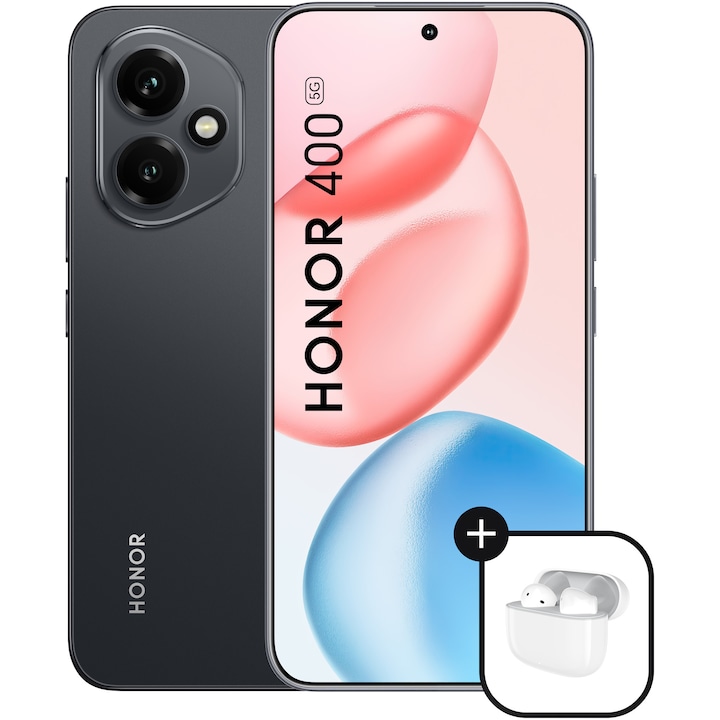 Смартфон HONOR 400, Dual SIM, 8GB RAM, 512GB ROM, Midnight Black + Слушалки HONOR Choice Earbuds X7e Active