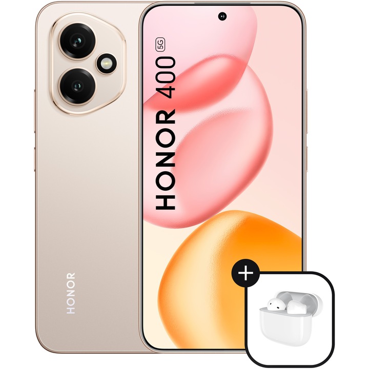 Смартфон HONOR 400, Dual SIM, 8GB RAM, 512GB ROM, Desert Gold + Слушалки HONOR Choice Earbuds X7e Active