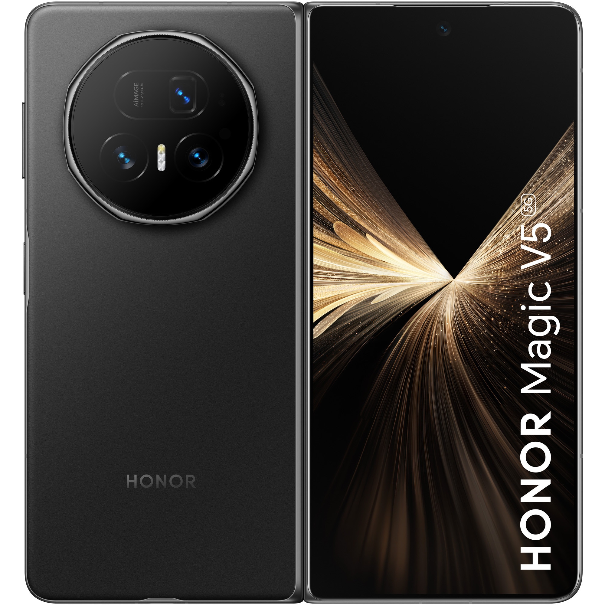 Telefon mobil HONOR Magic V5, Dual SIM, 16GB RAM, 512GB, 5G, Black + Casti HONOR Choice Earbuds Clip Black