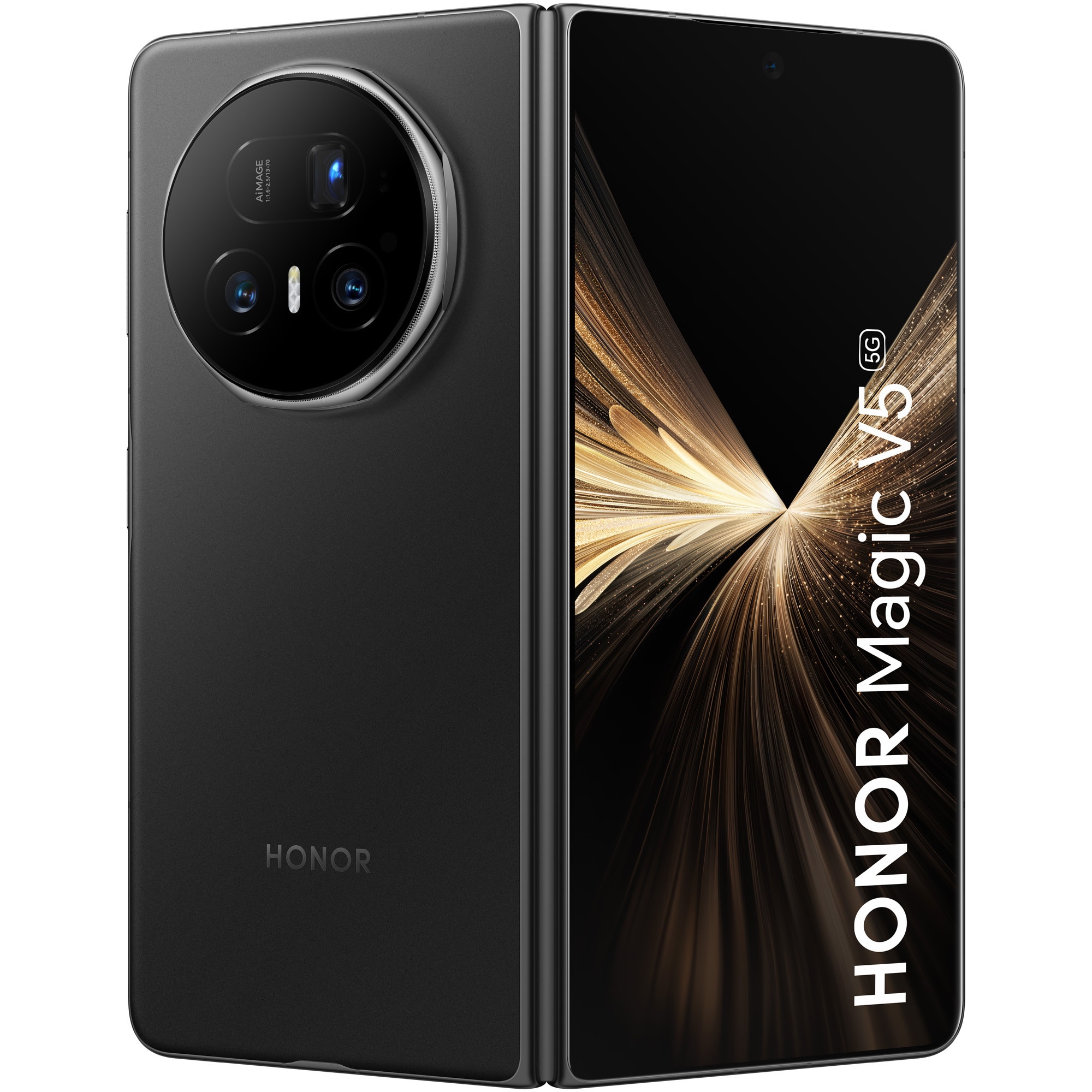 Telefon mobil HONOR Magic V5, Dual SIM, 16GB RAM, 512GB, 5G, Black + Casti HONOR Choice Earbuds Clip Black