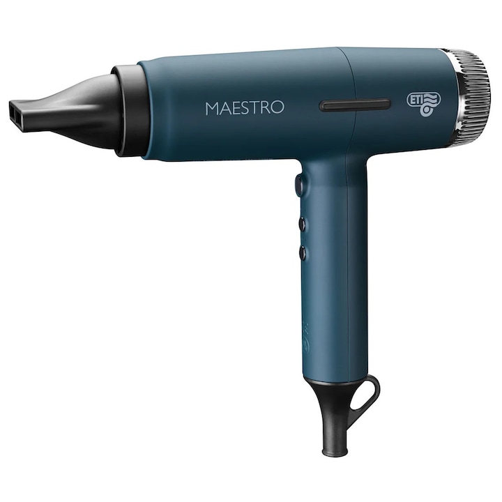 Uscător de păr ETI Maestro, 2000W, generator de ioni, albastru, 290g