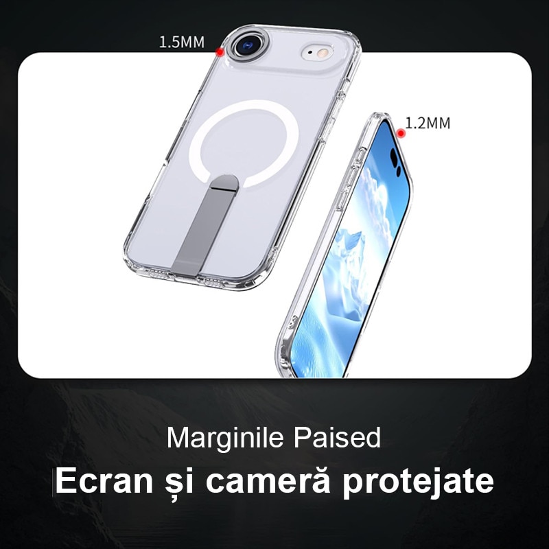 Husa compatibila cu Incarcare Magsafe pentru Apple iPhone 17 Air, Rqiurpn, de Protectie, Slim, impotriva socurilor, compatibila incarcare wireless, Transparenta