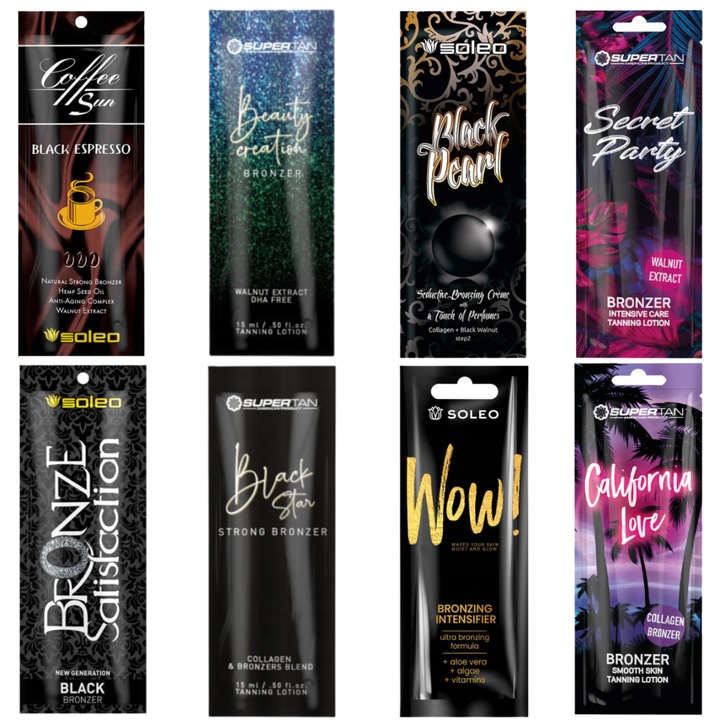 Soleo önbarnító bronzosító készlet, 8x15ml, intenzív árnyalatok, természetes összetevők
