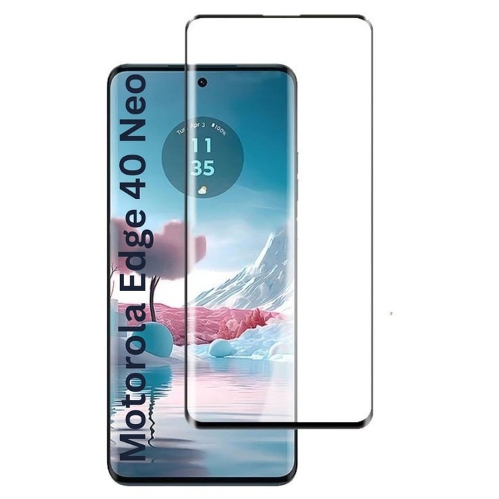 Folie pentru Motorola Edge 40 Neo, SKYDDAR INNOVATION, Sticla Securizata, Ultra HD, Protectie 111D, Montare Simpla, Transparent, set cu sticker