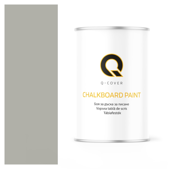 Vopsea pentru tabla de scris, Q-COVER, Gri agat RAL7038, mat, pe baza de apa, pentru interior si exterior, uscare rapida, lavabila, rezistenta la UV, fara substante toxice, fara miros, usor de aplicat, 1L