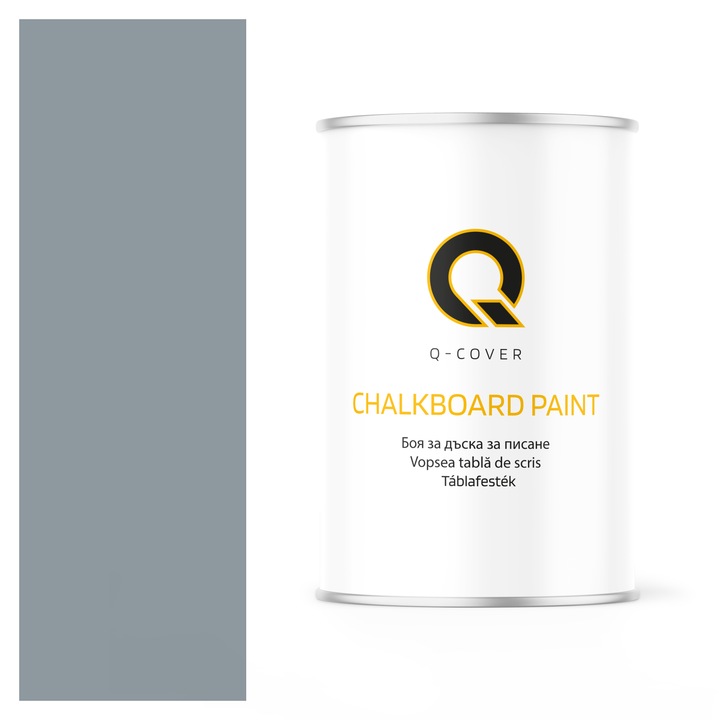 Krétaálló falfesték, Q-COVER, kékes-szürke RAL7001, matt, vízbázisú, beltéri és kültéri használatra, gyorsan száradó, mosható, UV-álló, nem mérgező, szagtalan, könnyen felhordható, 1L