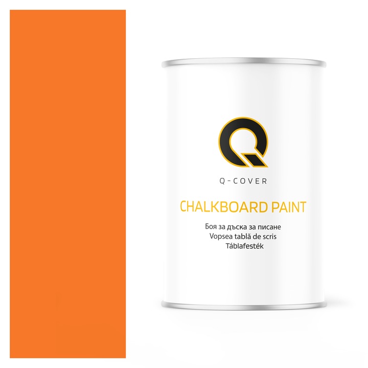 Vopsea pentru tabla de scris, Q-COVER, Portocaliu pastel RAL2003, mat, pe baza de apa, pentru interior si exterior, uscare rapida, lavabila, rezistenta la UV, fara substante toxice, fara miros, usor de aplicat, 1L