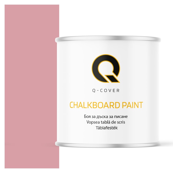Vopsea pentru tabla de scris, Q-COVER, Roz deschis RAL3015, mat, pe baza de apa, pentru interior si exterior, uscare rapida, lavabila, rezistenta la UV, fara substante toxice, fara miros, usor de aplicat, 2.5L