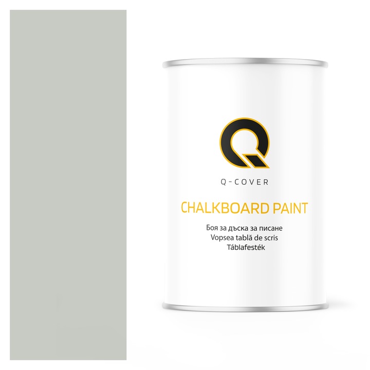 Vopsea pentru tabla de scris, Q-COVER, Alb papirus RAL9018, mat, pe baza de apa, pentru interior si exterior, uscare rapida, lavabila, rezistenta la UV, fara substante toxice, fara miros, usor de aplicat, 1L